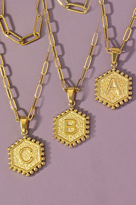 Hexagon Letter Necklace