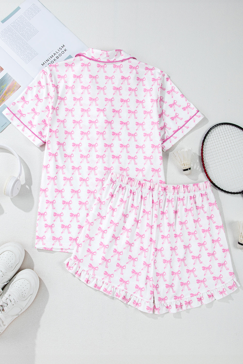 Pink Bowknot Pajama Set