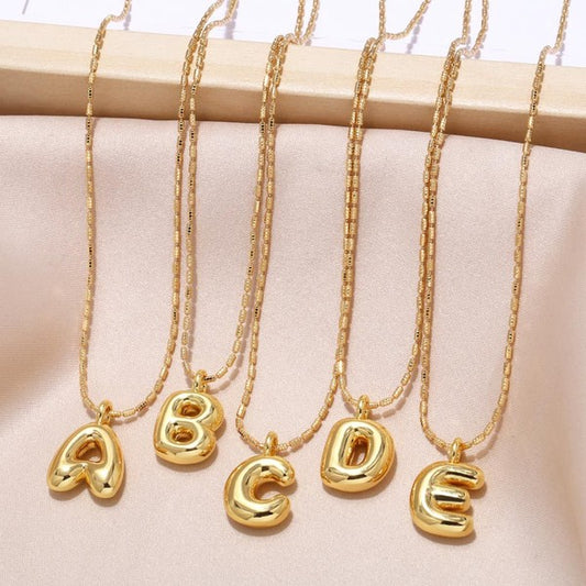 Bubble Letter Initial Letter Necklace